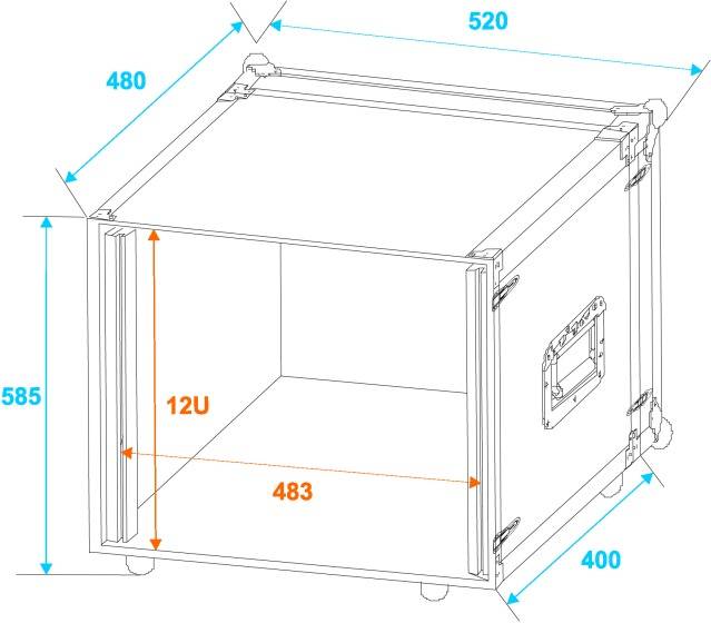 Roadinger CO DD 19 Zoll Rack 12 HE Holz inkl. Griff