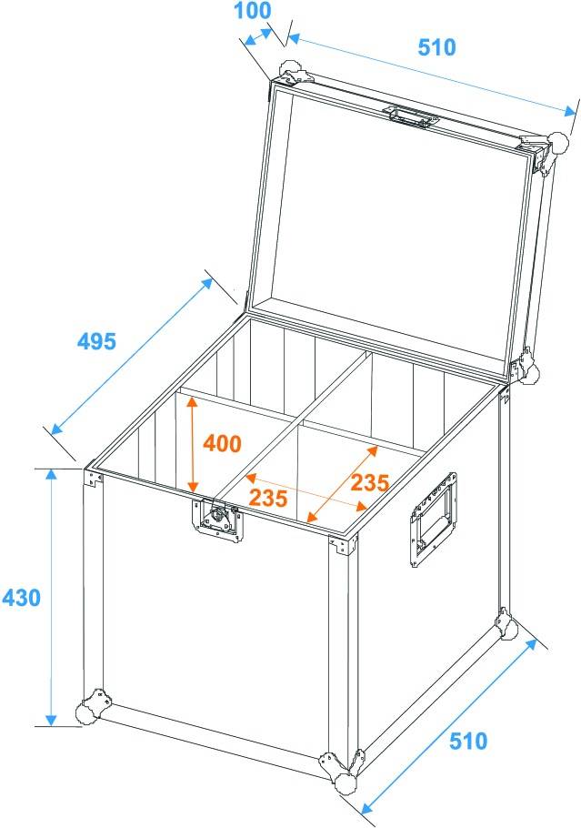 Roadinger PAR-64 Spot Case (L x B x H) 480 x 480 x 440mm