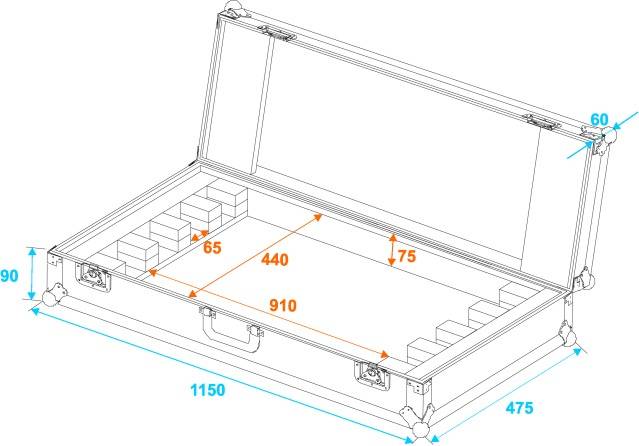 Roadinger BAR-252 Case (L x B x H) 1145 x 475 x 145mm