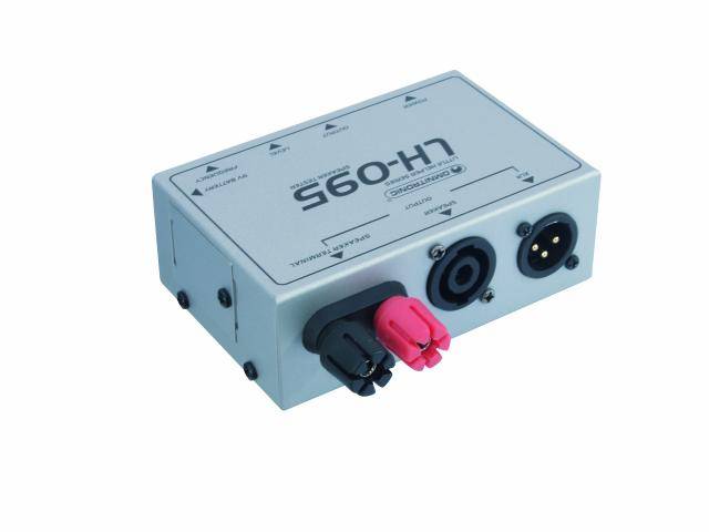 Ein graues Audiogerät mit mehreren Anschlüssen, einschließlich XLR und Klinke, für den Anschluss und die Übertragung von Audiosignalen.