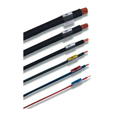 Sechs isolierte Kabel in verschiedenen Farben und Stärken, farblich markiert.