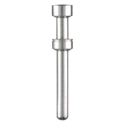 Silberner Metallstift mit verdicktem Kopf und Ring in der Mitte, möglicherweise ein mechanisches Bauteil.