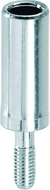 Metallischer Adapter mit männlichem Gewinde an einem Ende, zylindrische Form. Verwendet zur Verbindung von Werkzeugen oder Maschinen.