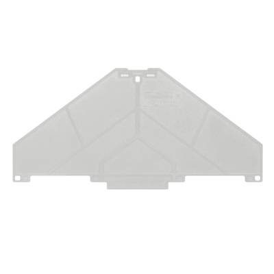 Metallisches, trapezförmiges Bauteil mit mehreren Kanten und Befestigungspunkten. Es hat eine matte, gleichmäßige Oberfläche.