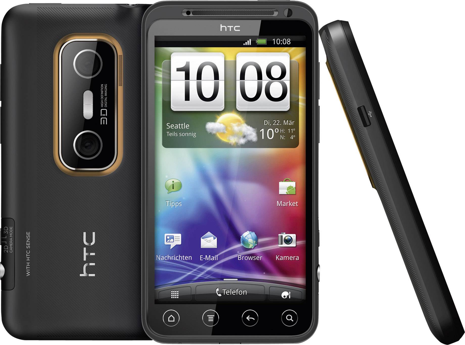 HTC Evo 3D ( () 3D-Touchscreen, 5 Megapixel Kameras, 3D Videoaufnahme, Android 2.3, )
