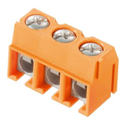 Oranger Kabelstecker mit drei silbernen Schraubklemmen oben.