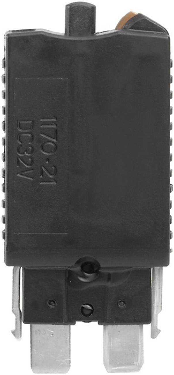 Ein schwarzer Gleichstrom-Leistungsschalter mit den Aufschriften '1170-21' und 'DC32V', geeignet für elektrische Schutzschaltungen.
