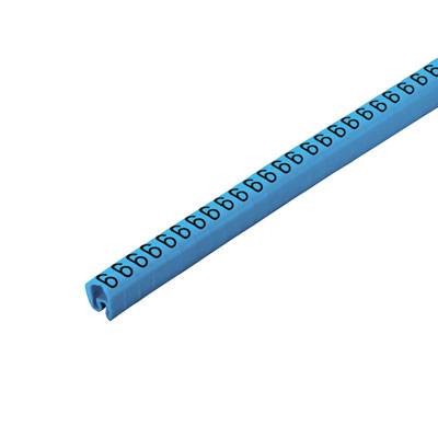Blauer Kabelmarkierer mit der Nummer '666' in schwarzer Schrift, zeigt die Identifikation eines bestimmten Kabels.