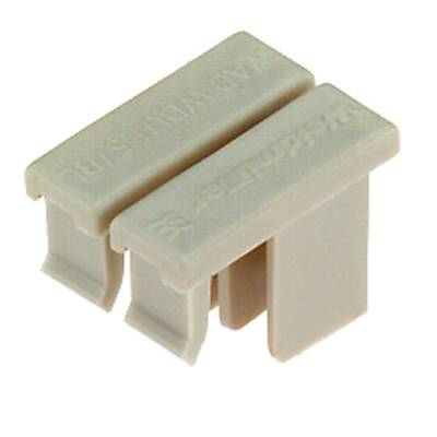 Ein beiger Kunststoff-Netzwerkstecker mit zwei Steckplätzen, markiert mit 'WAD WS'.