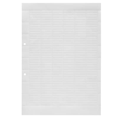 Ein leeres Blatt Lochverstärkert Papier, das senkrechte und waagerechte Linien sowie zwei Löcher auf der linken Seite zeigt.