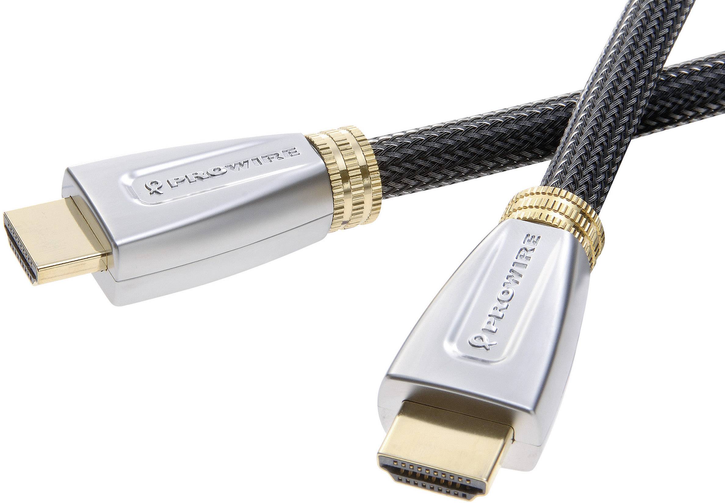 ProWire HDMI Anschlusskabel 0.75 m Schwarz 28388 High Speed mit Ethernet Audio Return Channel, vergoldete Steckkontakte, 4K UHD HDMI-Kabel