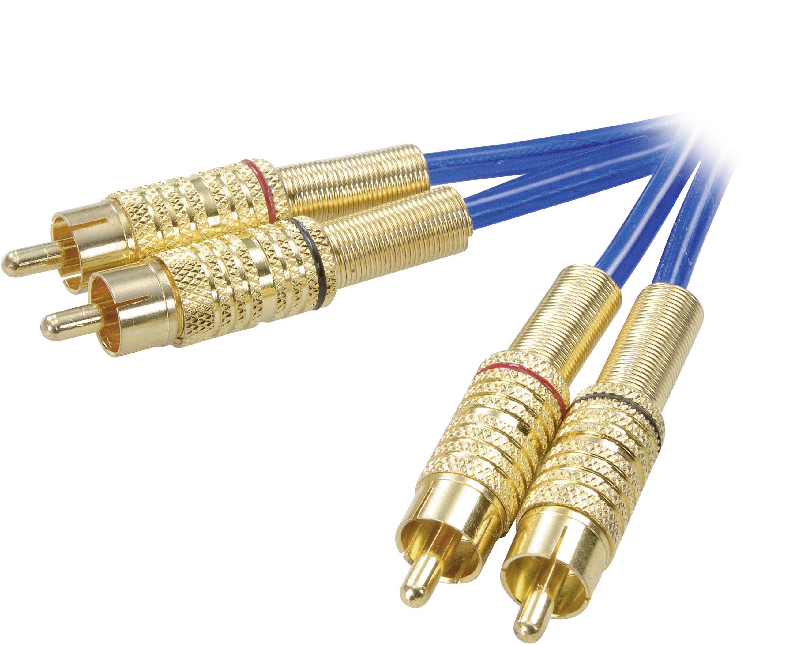 SpeaKa Professional SP-1300152 Cinch Audio Anschlusskabel [2x Cinch-Stecker - 2x Cinch-Stecker] 5.00m Blau vergoldete