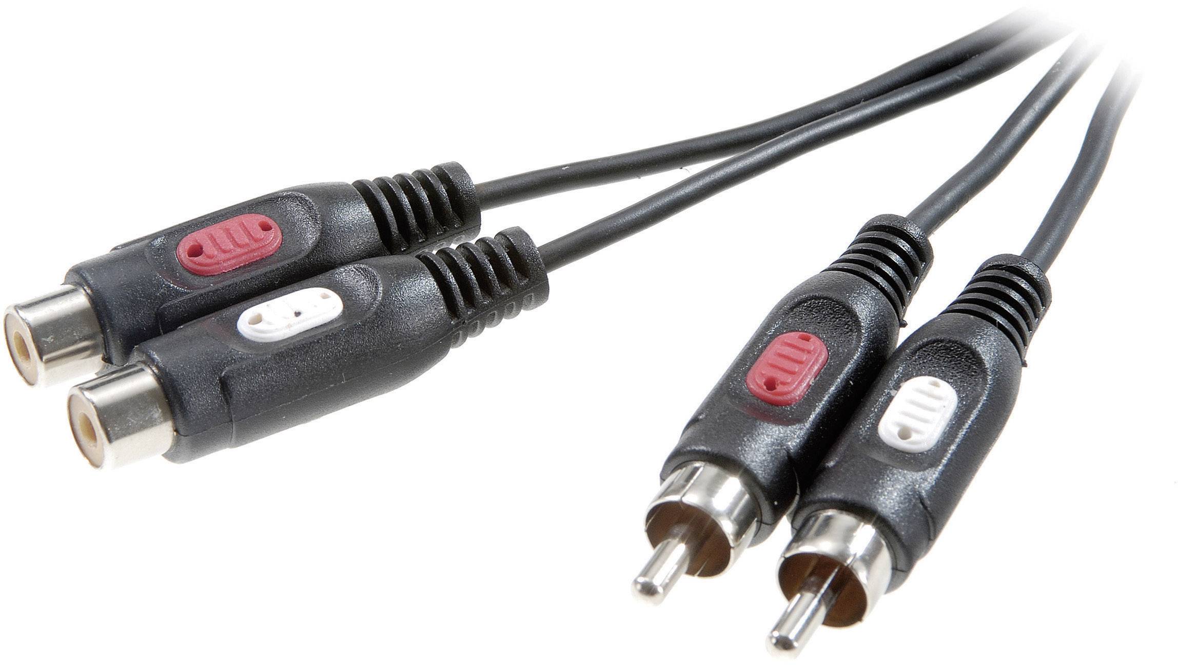 SpeaKa Professional Cinch Audio Verlängerungskabel [2x Cinch-Stecker - 2x Cinch-Buchse] 10m Schwarz