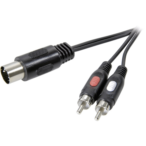 SpeaKa Professional DIN-Anschluss / Cinch Audio Anschlusskabel [1x Diodenstecker 5pol (DIN) - 2x Cinch-Stecker] 1.50m Schwarz