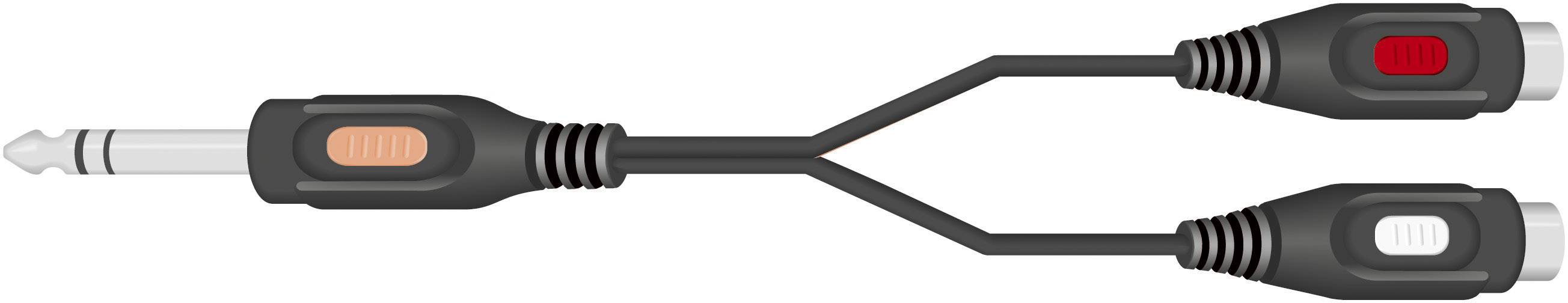 SpeaKa Professional Klinke / Cinch Audio Y-Adapter [1x Klinkenstecker 6.35mm - 2x Cinch-Buchse] Schwarz