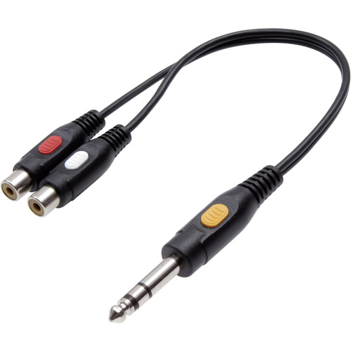 SpeaKa Professional Klinke / Cinch Audio Y-Adapter [1x Klinkenstecker 6.35mm - 2x Cinch-Buchse] Schwarz