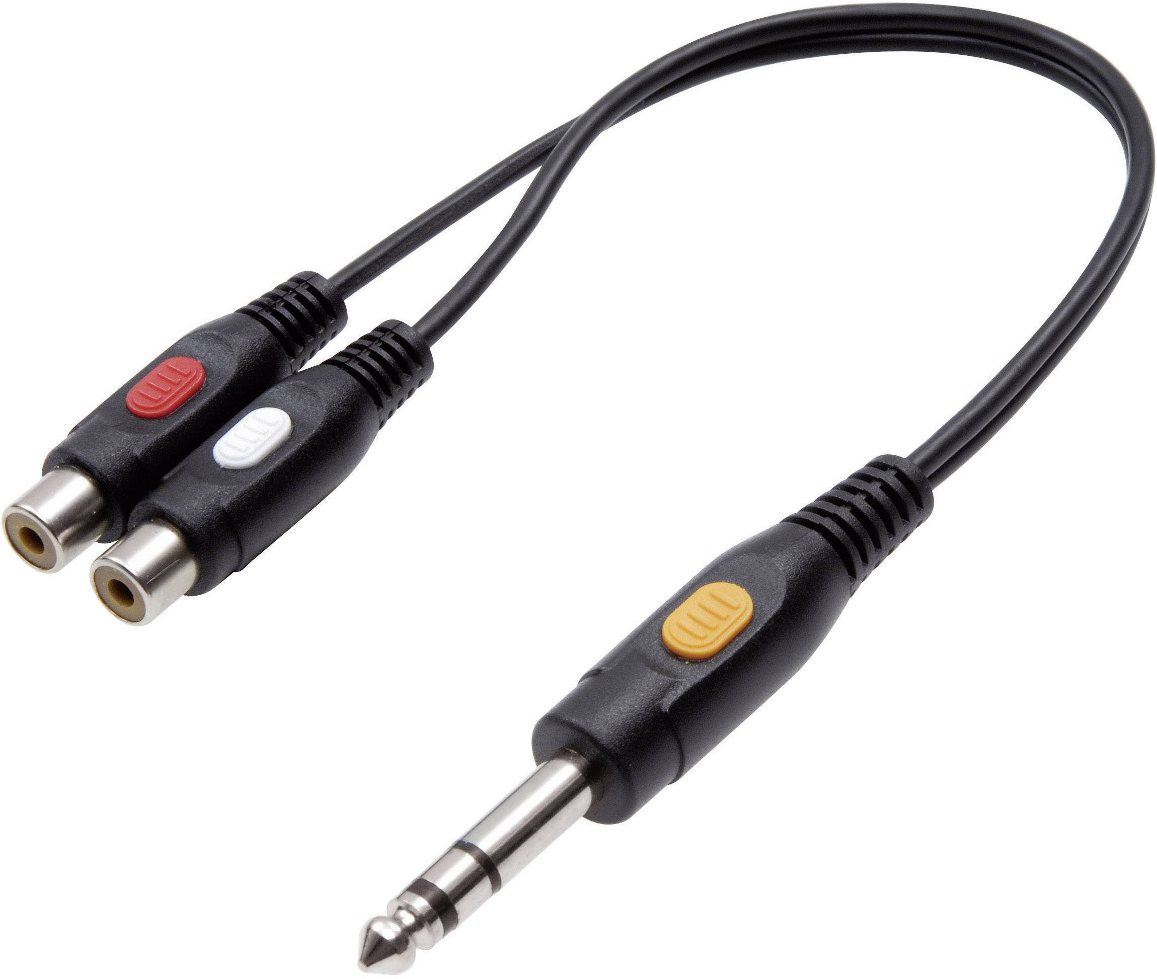 SpeaKa Professional Klinke / Cinch Audio Y-Adapter [1x Klinkenstecker 6.35mm - 2x Cinch-Buchse] Schwarz