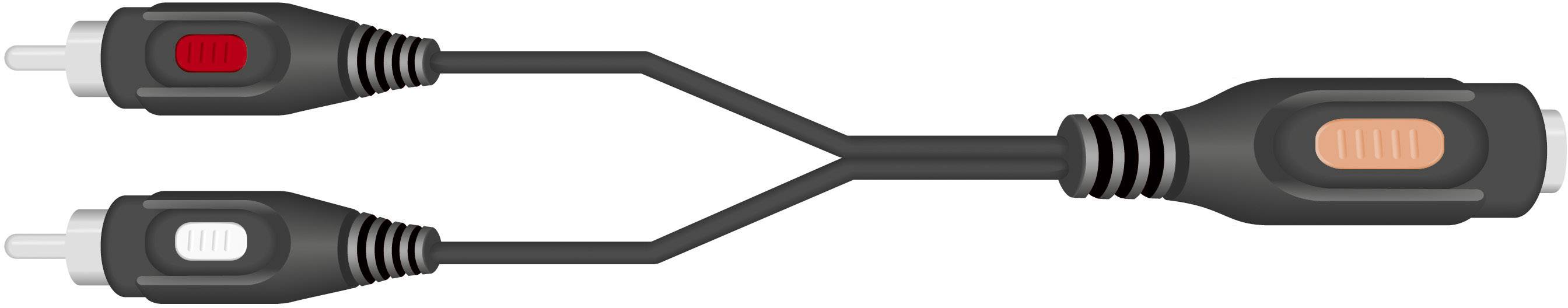 SpeaKa Professional Cinch / Klinke Audio Verlängerungskabel [2x Cinch-Stecker - 1x Klinkenbuchse 6.35 mm] 0.20m Schwarz