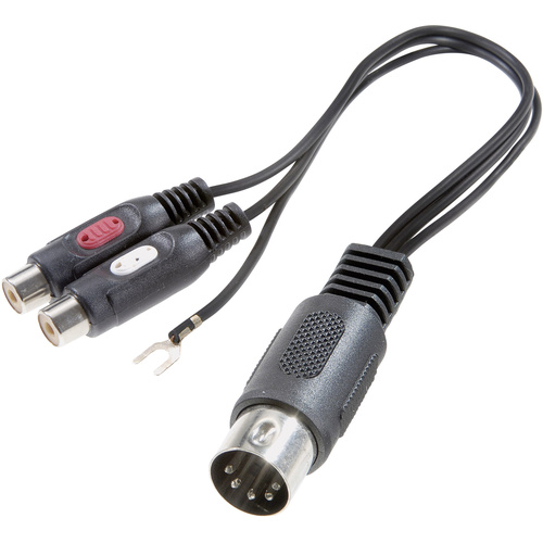 SpeaKa Professional Cinch / DIN-Anschluss Audio Y-Adapter [1x Diodenstecker 5pol (DIN) - 2x Cinch-Buchse] Schwarz