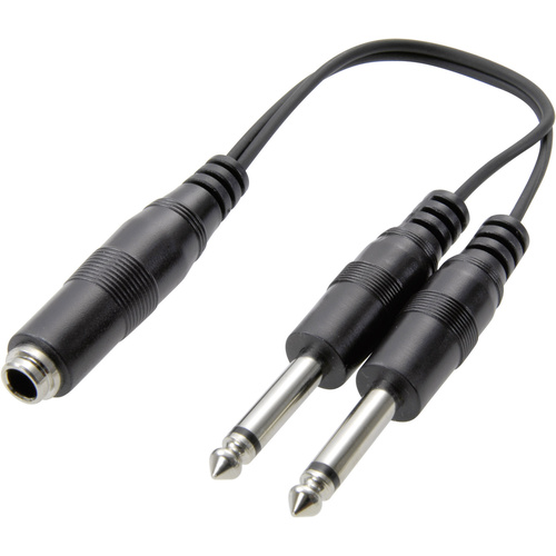 SpeaKa Professional Klinke Audio Y-Adapter [2x Klinkenstecker 6.35mm - 1x Klinkenbuchse 6.35 mm] Schwarz