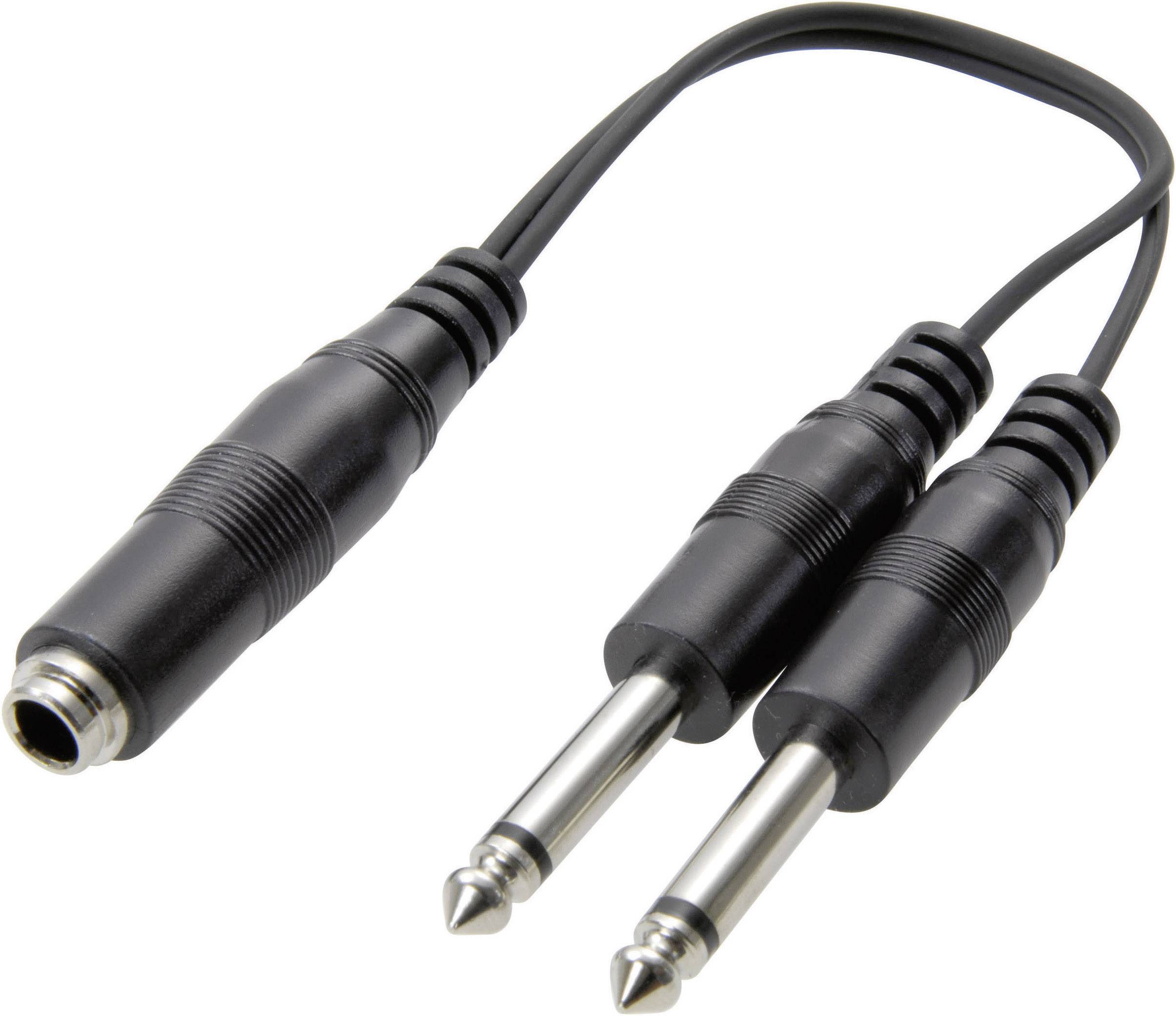 SpeaKa Professional Klinke Audio Y-Adapter [2x Klinkenstecker 6.35mm - 1x Klinkenbuchse 6.35 mm] Schwarz