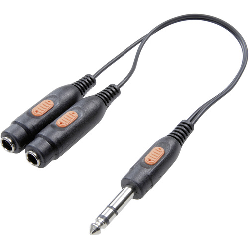 SpeaKa Professional Klinke Audio Y-Adapter [1x Klinkenstecker 6.35mm - 2x Klinkenbuchse 6.35 mm] Schwarz
