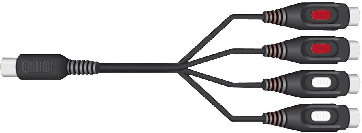 SpeaKa Professional SP-7870300 Cinch / DIN-Anschluss Audio Y-Adapter [1x Diodenstecker 5pol (DIN) - 4x Cinch-Buchse] Schwarz