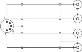 SpeaKa Professional SP-7870300 Cinch / DIN-Anschluss Audio Y-Adapter [1x Diodenstecker 5pol (DIN) - 4x Cinch-Buchse] Schwarz