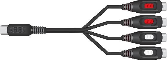 SpeaKa Professional SP-7870300 Cinch / DIN-Anschluss Audio Y-Adapter [1x Diodenstecker 5pol (DIN) - 4x Cinch-Buchse] Schwarz