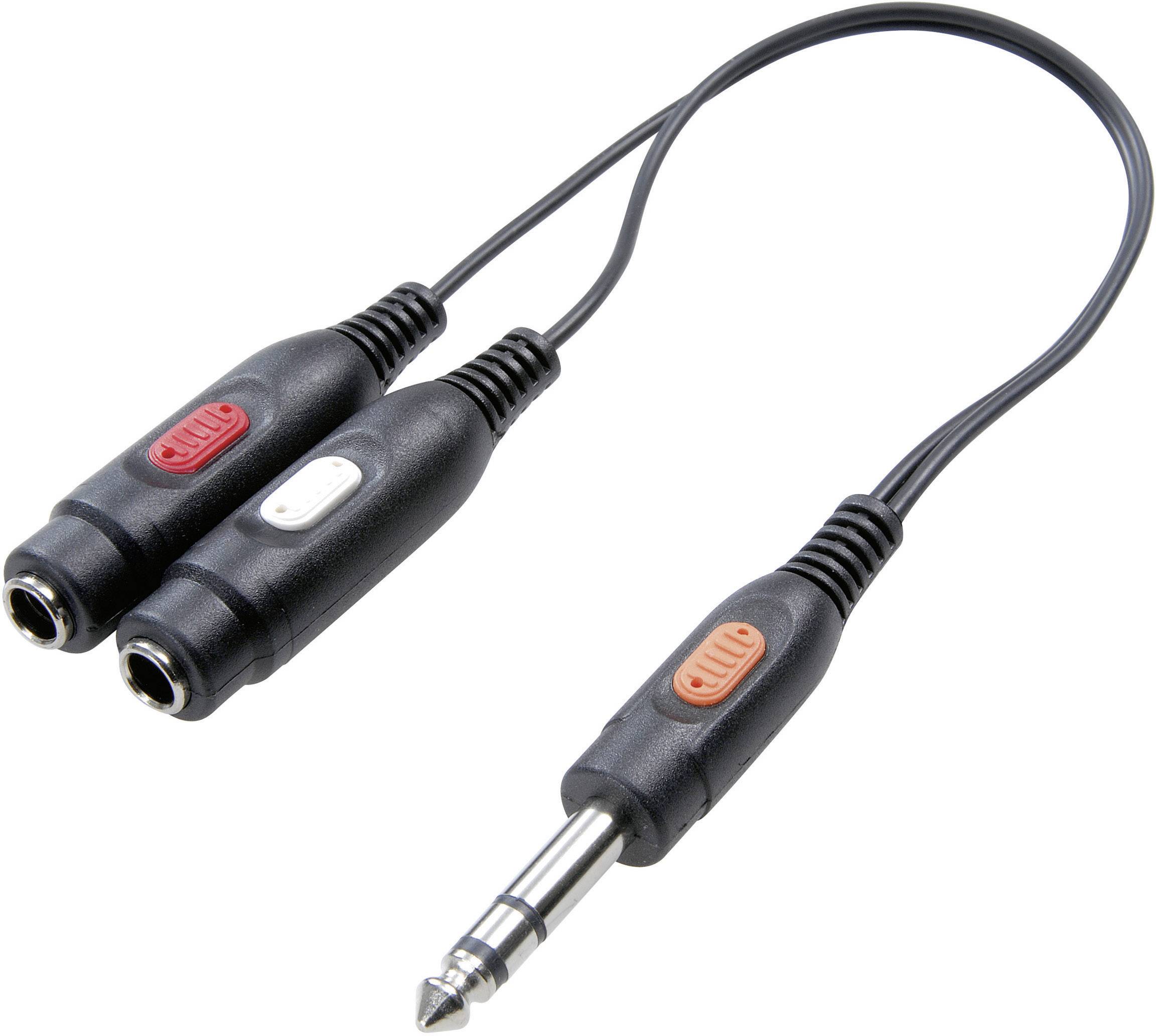 SpeaKa Professional Klinke Audio Y-Adapter [1x Klinkenstecker 6.35mm - 2x Klinkenbuchse 6.35 mm] Schwarz