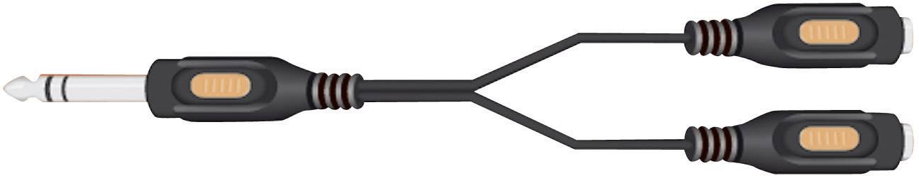 SpeaKa Professional Klinke Audio Y-Adapter [1x Klinkenstecker 6.35mm - 2x Klinkenbuchse 6.35 mm] Schwarz