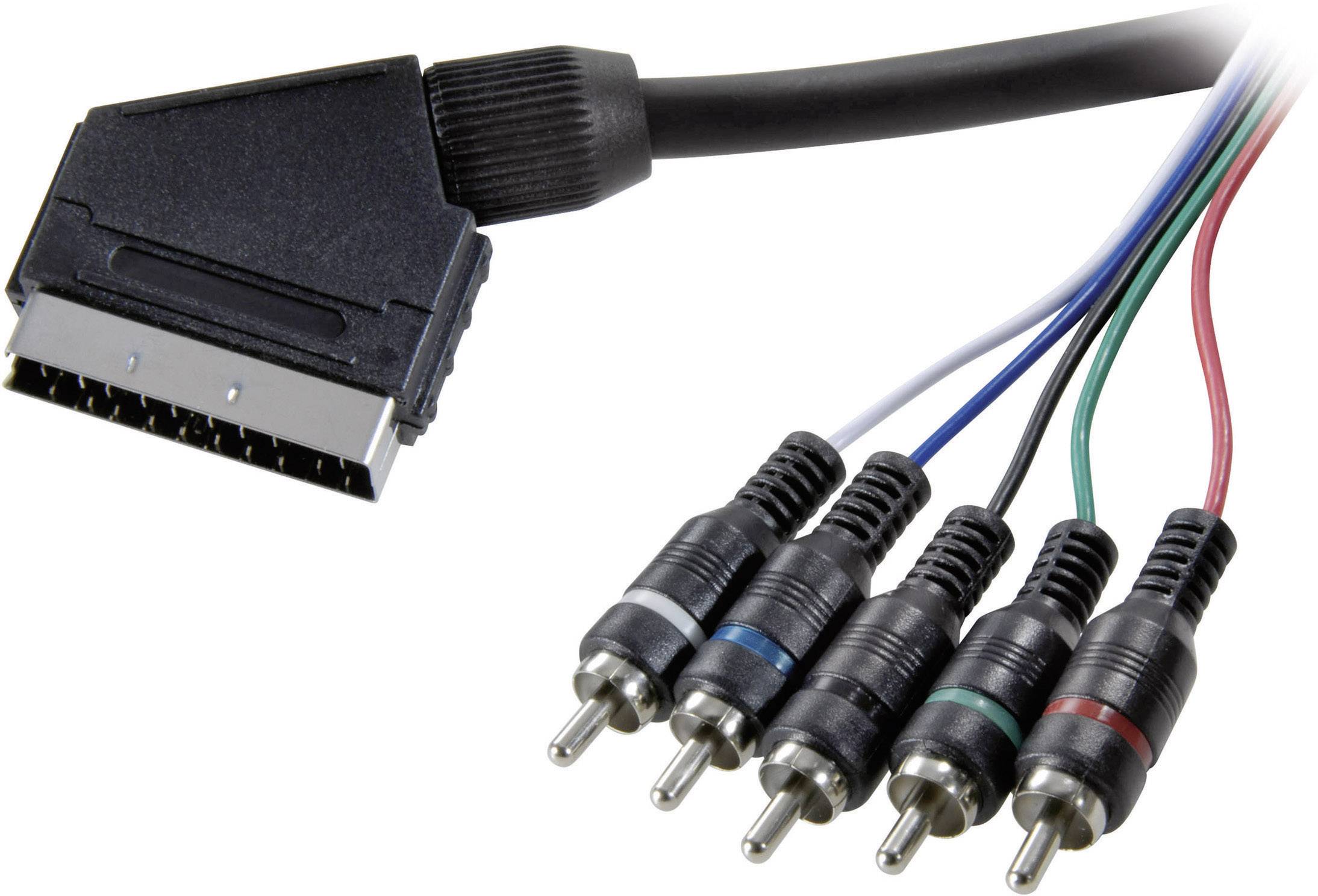 SpeaKa Professional Component Cinch / SCART TV, Receiver Anschlusskabel [5x Cinch-Stecker - 1x SCAR