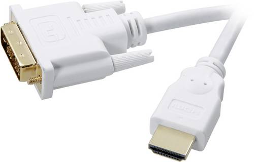 SpeaKa Professional DVI / HDMI Adapterkabel DVI-D 18+1pol. Stecker, HDMI-A Stecker 2.00 m Weiß SP-7