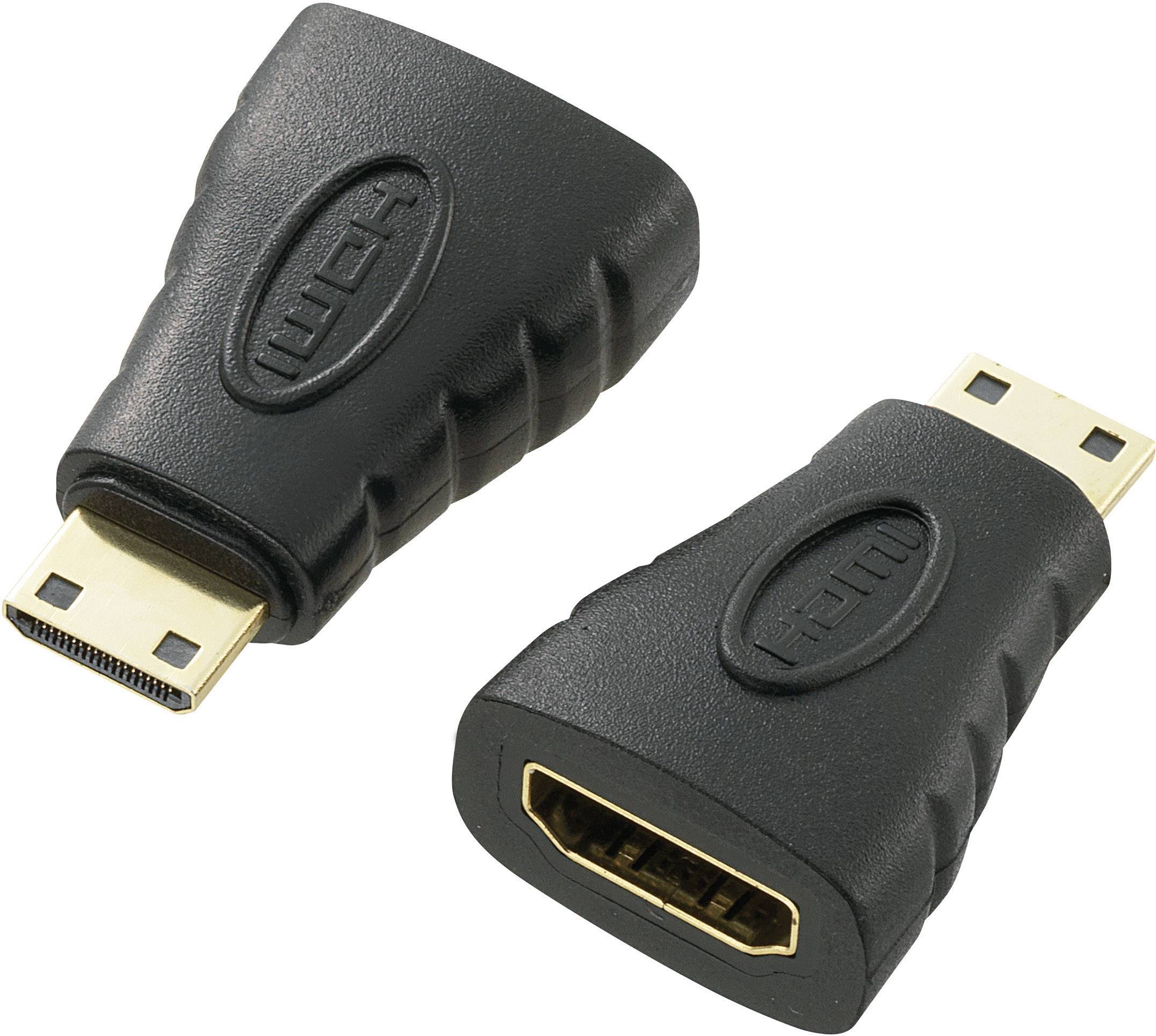 SpeaKa Professional HDMI Adapter [1x HDMI-Stecker C Mini - 1x HDMI-Buchse] Schwarz vergoldete Steckkontakte