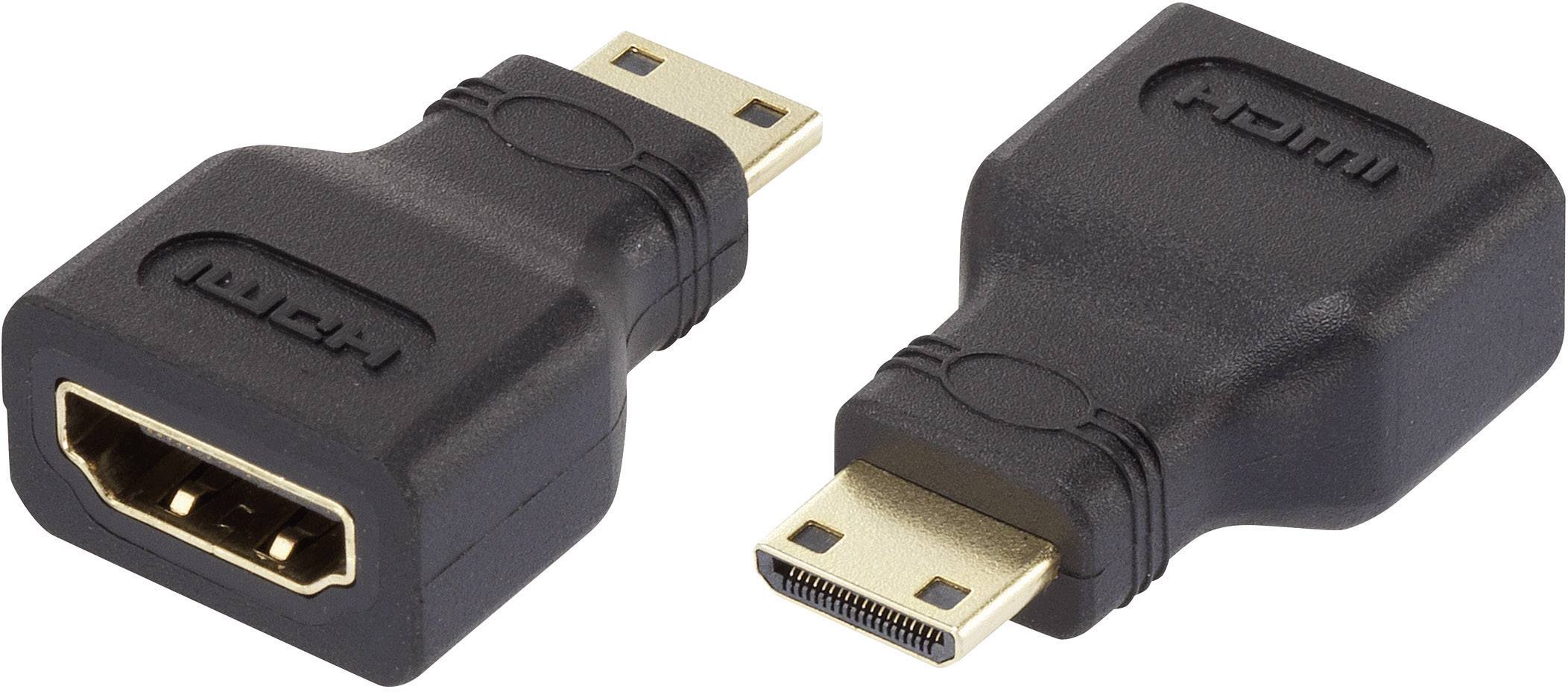 SpeaKa Professional HDMI Adapter [1x HDMI-Stecker C Mini - 1x HDMI-Buchse] Schwarz vergoldete Steckkontakte