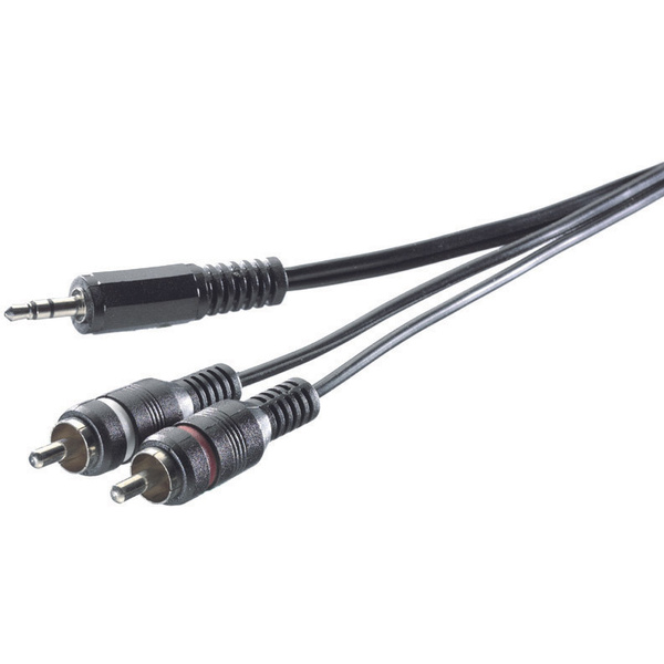 SpeaKa Professional Cinch / Klinke Audio Anschlusskabel [2x Cinch-Stecker - 1x Klinkenstecker 3.5 mm] 0.30m Schwarz