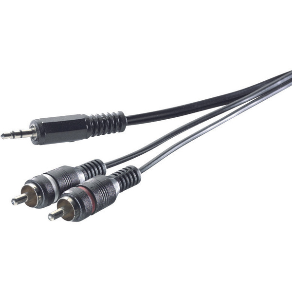 Adaptateur audio SpeaKa Professional SP-1300904 [2x Cinch-RCA mâle - 1x Jack mâle 3.5 mm] 5.00 m gris
