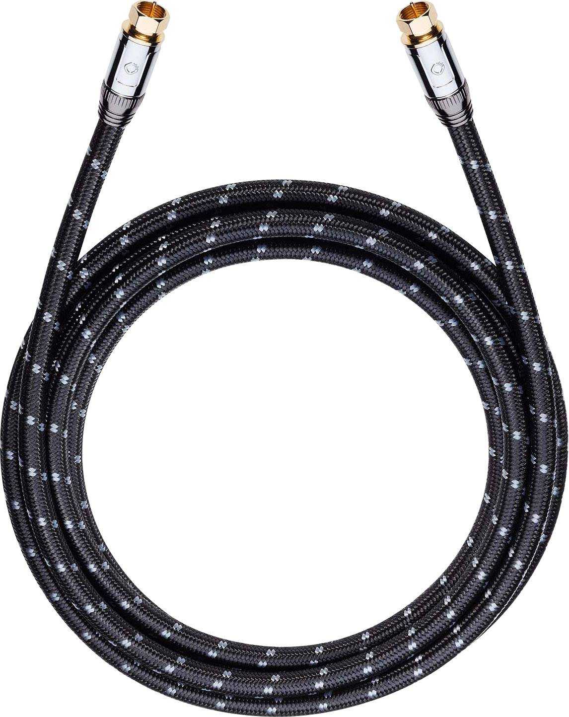 Antennen, SAT Anschlusskabel [1x Antennenbuchse 75 Ω - 1x Antennenstecker 75 Ω] 7.50 m 125 dB vergoldete Steckkontakte, gesleeved Schwarz, Grau Oe