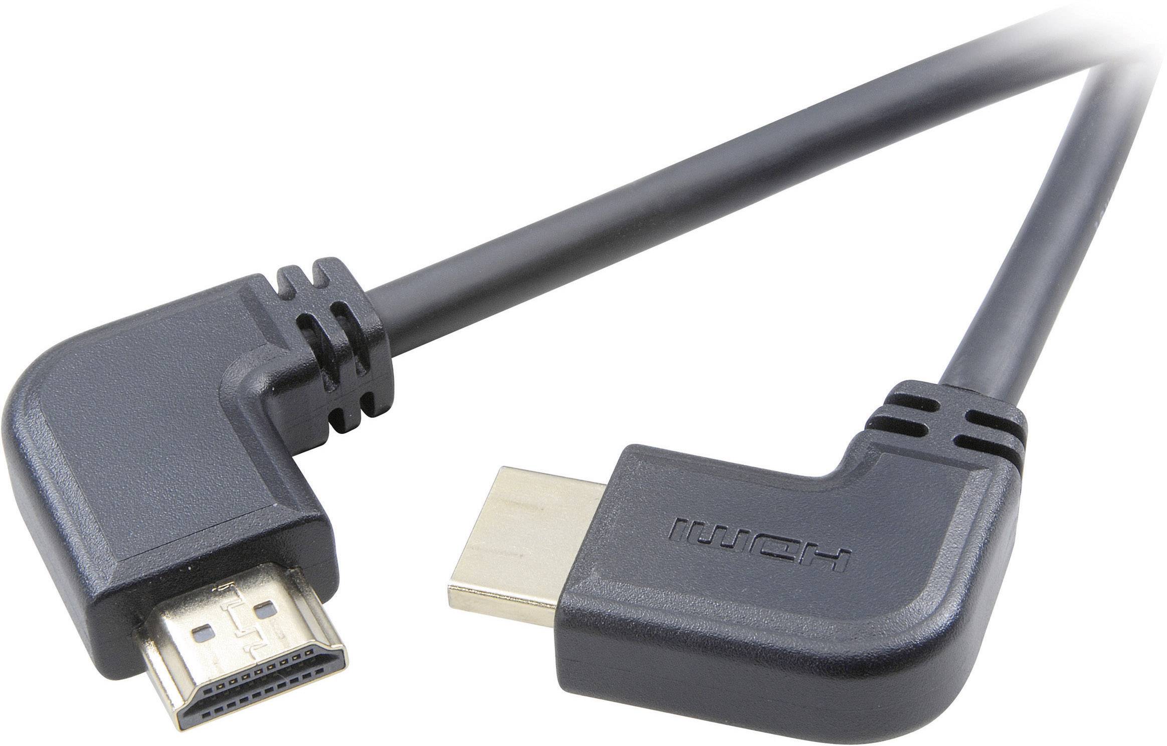 HDMI-Kabel mit abgewinkelten Anschlüssen für enge Raumverhältnisse.
