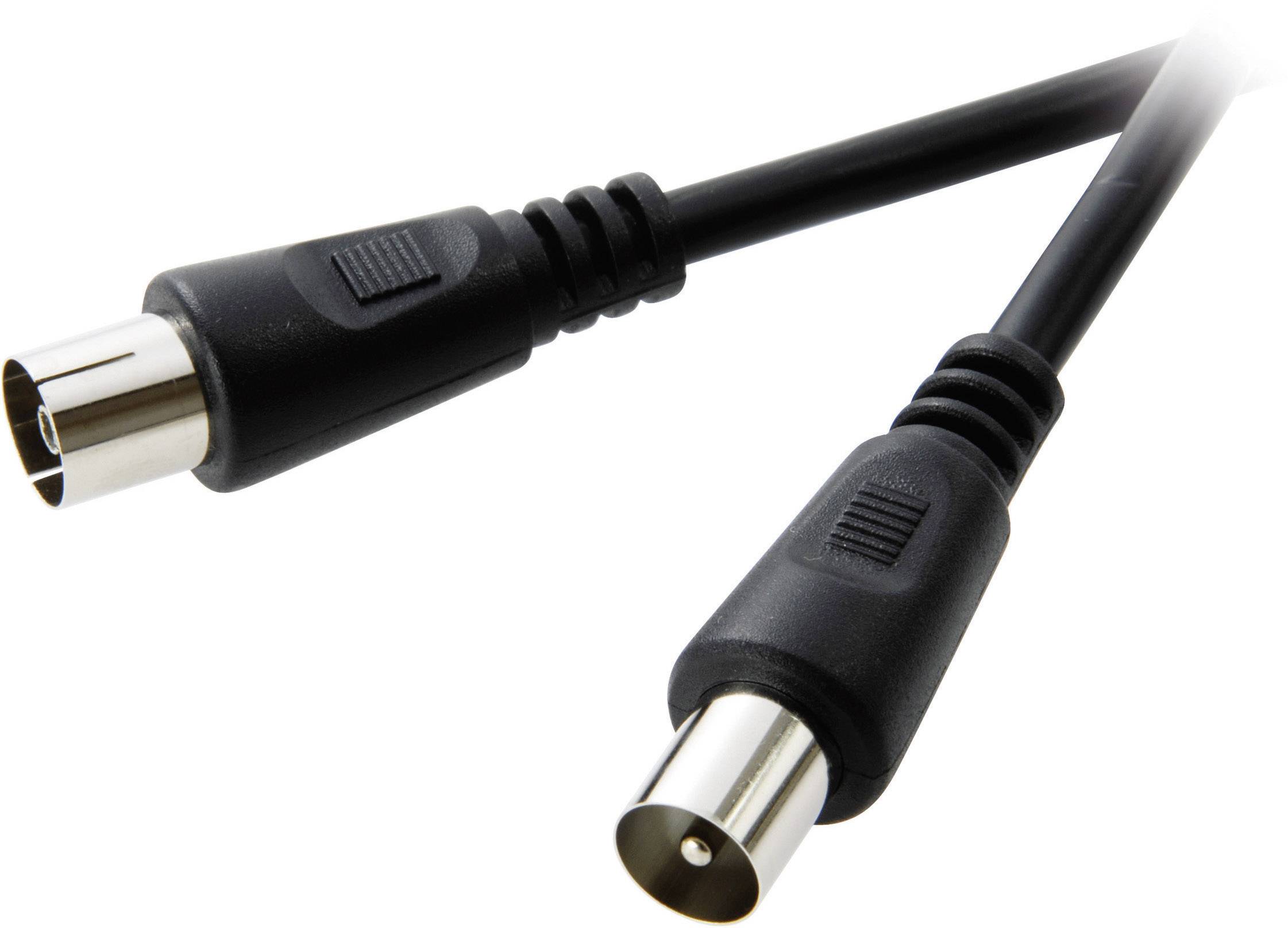 SpeaKa Professional Antennen Anschlusskabel [1x Antennenstecker 75 Ω - 1x Antennenbuchse 75 Ω] 5.00 m 75 dB Schwarz
