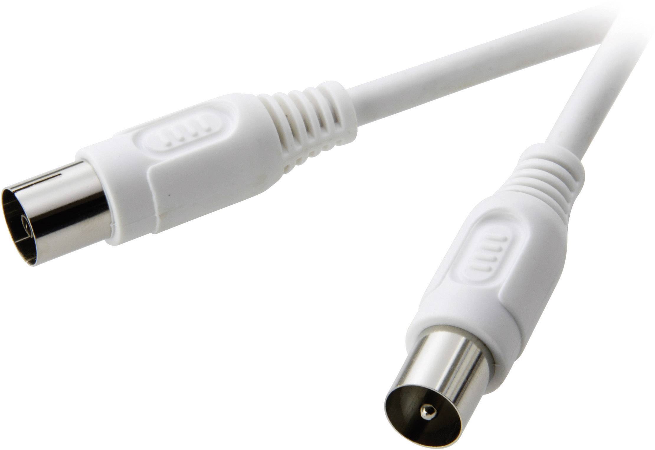 SpeaKa Professional Antennen Anschlusskabel [1x Antennenstecker 75 Ω - 1x Antennenbuchse 75 Ω] 5.00 m 75 dB Weiß