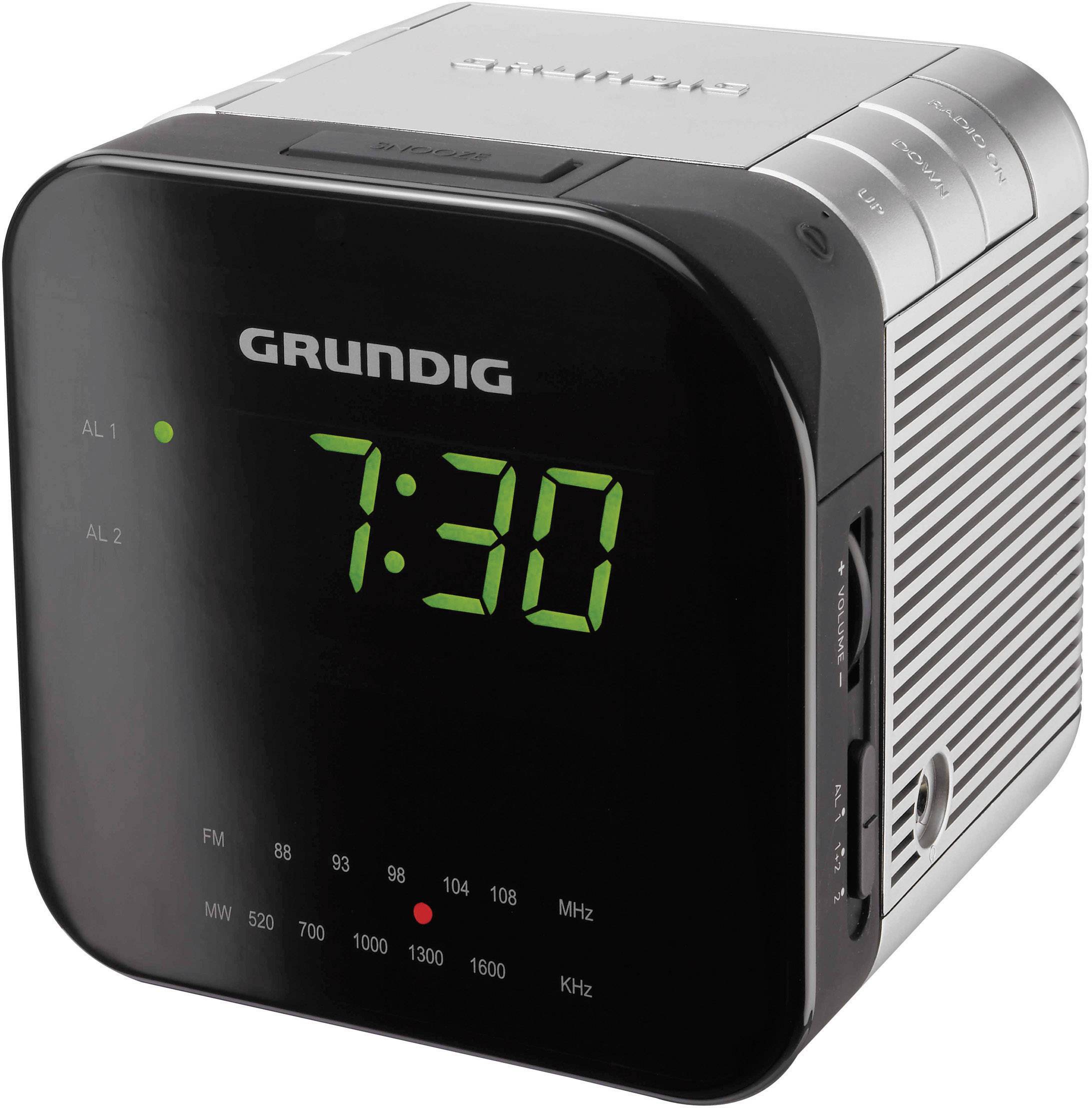 Grundig Sonoclock 590 Radiowecker UKW, MW    Silber, Schwarz