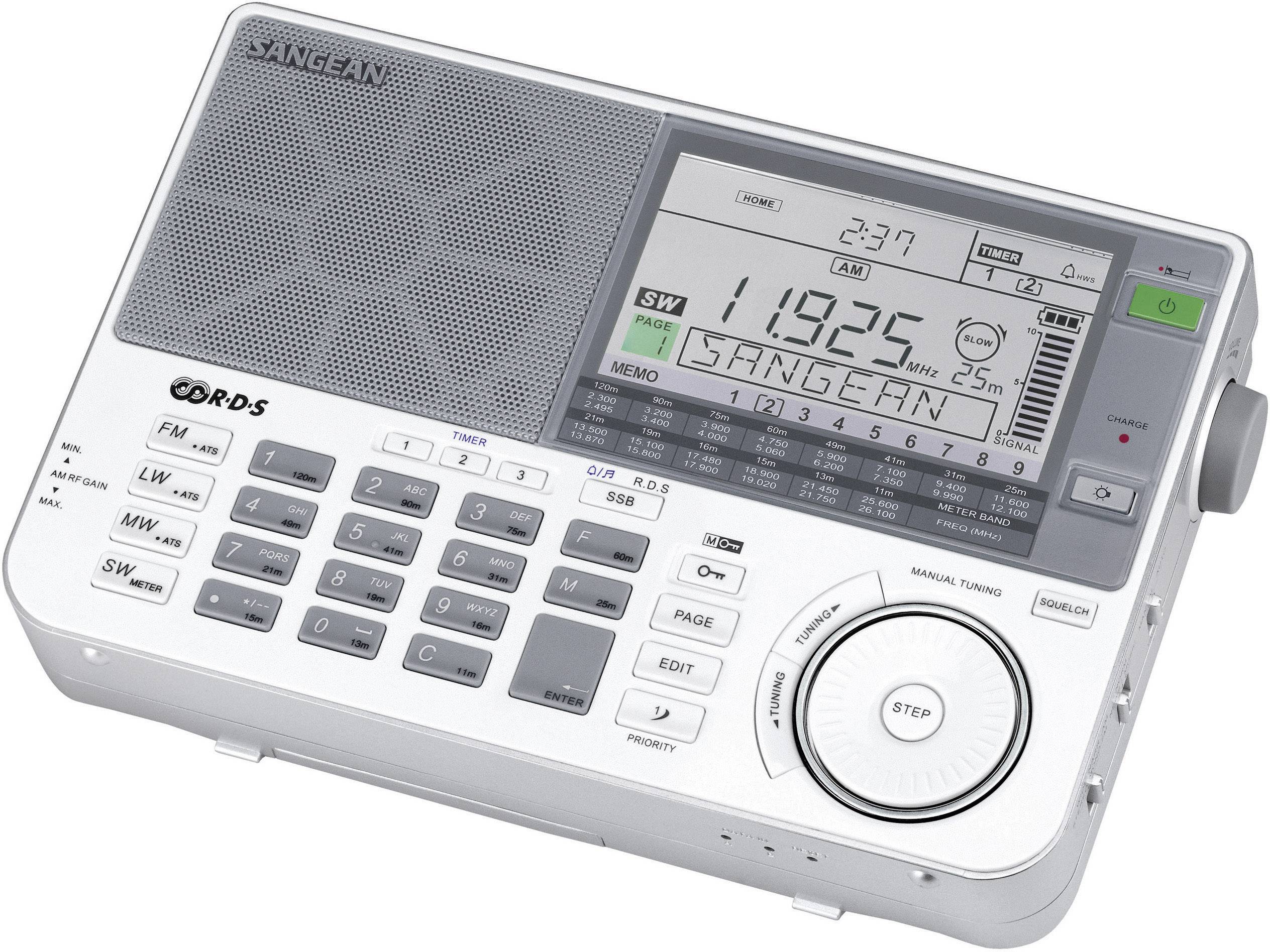 Sangean ATS-909 X Weltempfänger KW, MW, LW, UKW AUX Akku-Ladefunktion Silber