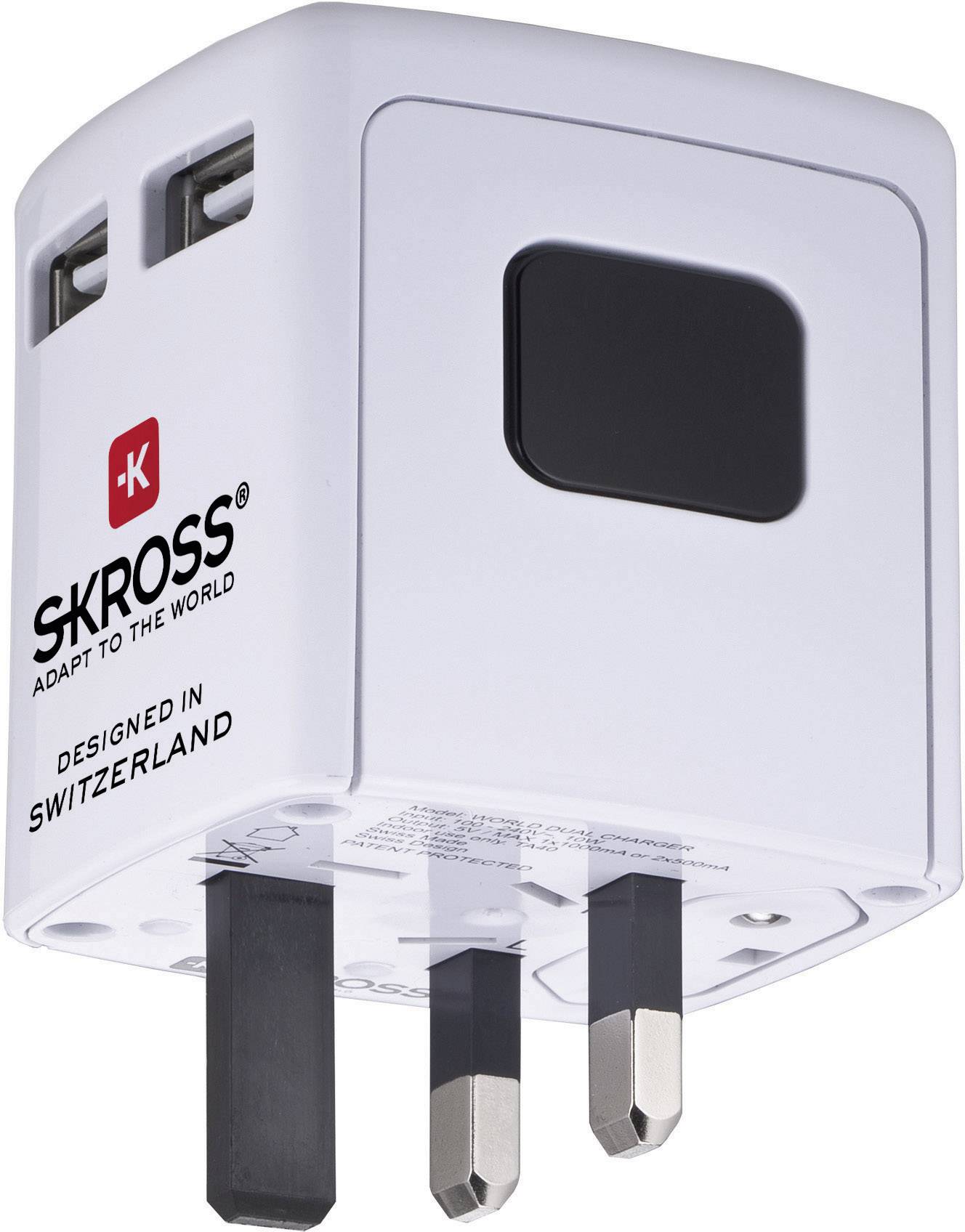 Skross World USB Charger Reiseladeadapter 12 W 2x USB-A Weiß mit Europa-Adapter, mit UK-Adapter, mit USA-Adapter, mit China-Adapter