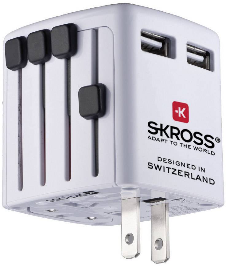 Skross World USB Charger Reiseladeadapter 12 W 2x USB-A Weiß mit Europa-Adapter, mit UK-Adapter, mit USA-Adapter, mit China-Adapter