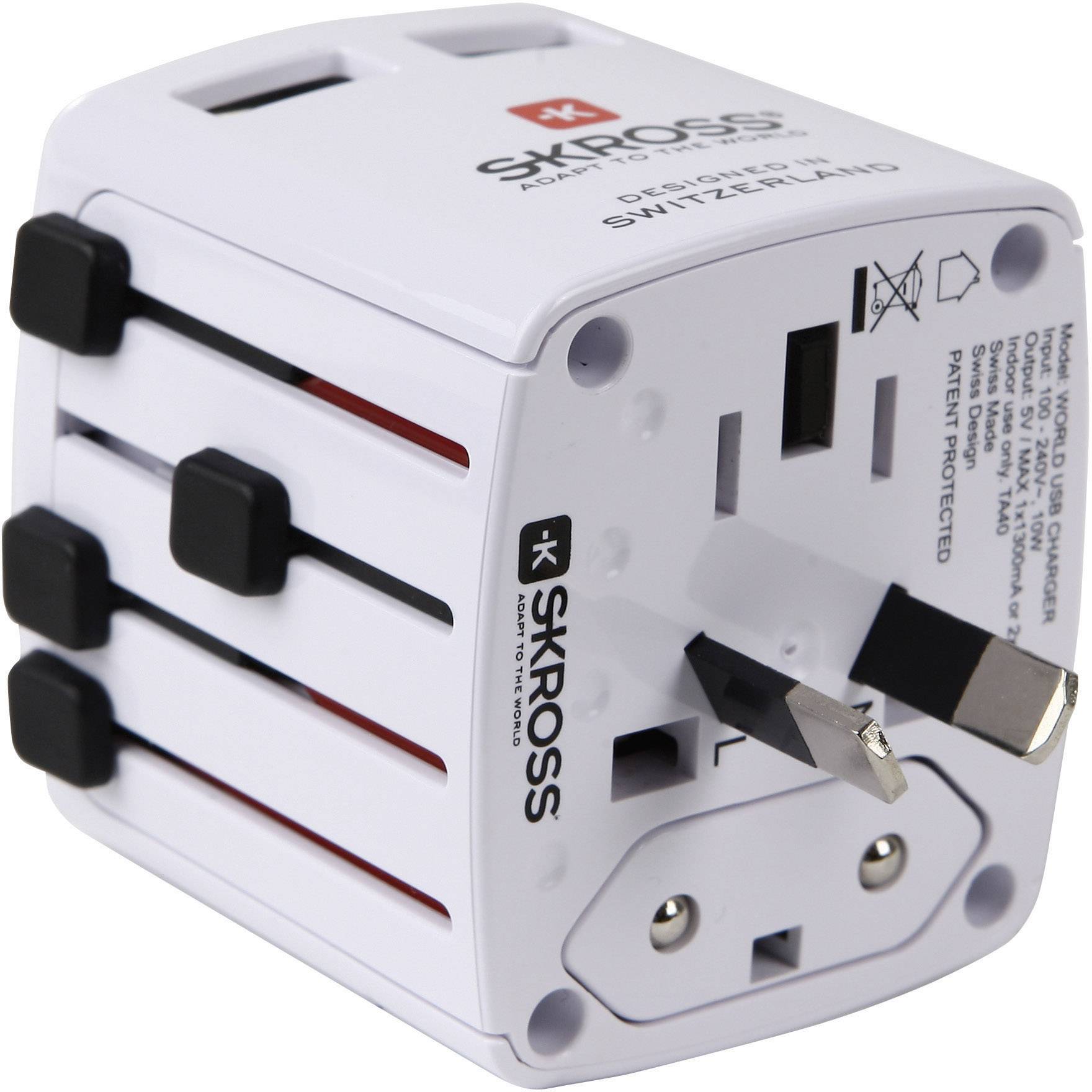 Skross World USB Charger Reiseladeadapter 12 W 2x USB-A Weiß mit Europa-Adapter, mit UK-Adapter, mit USA-Adapter, mit China-Adapter