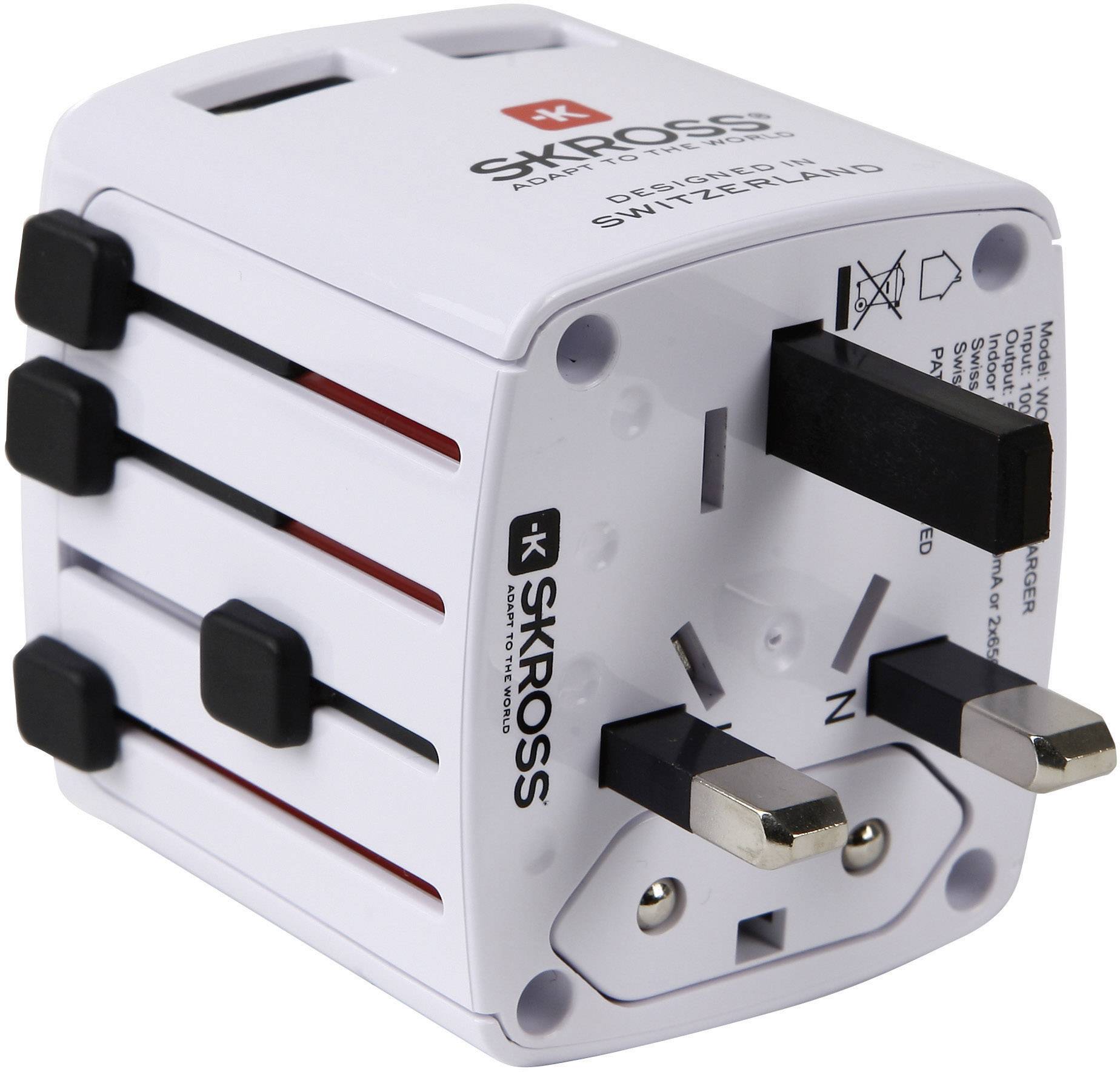 Skross World USB Charger Reiseladeadapter 12 W 2x USB-A Weiß mit Europa-Adapter, mit UK-Adapter, mit USA-Adapter, mit China-Adapter