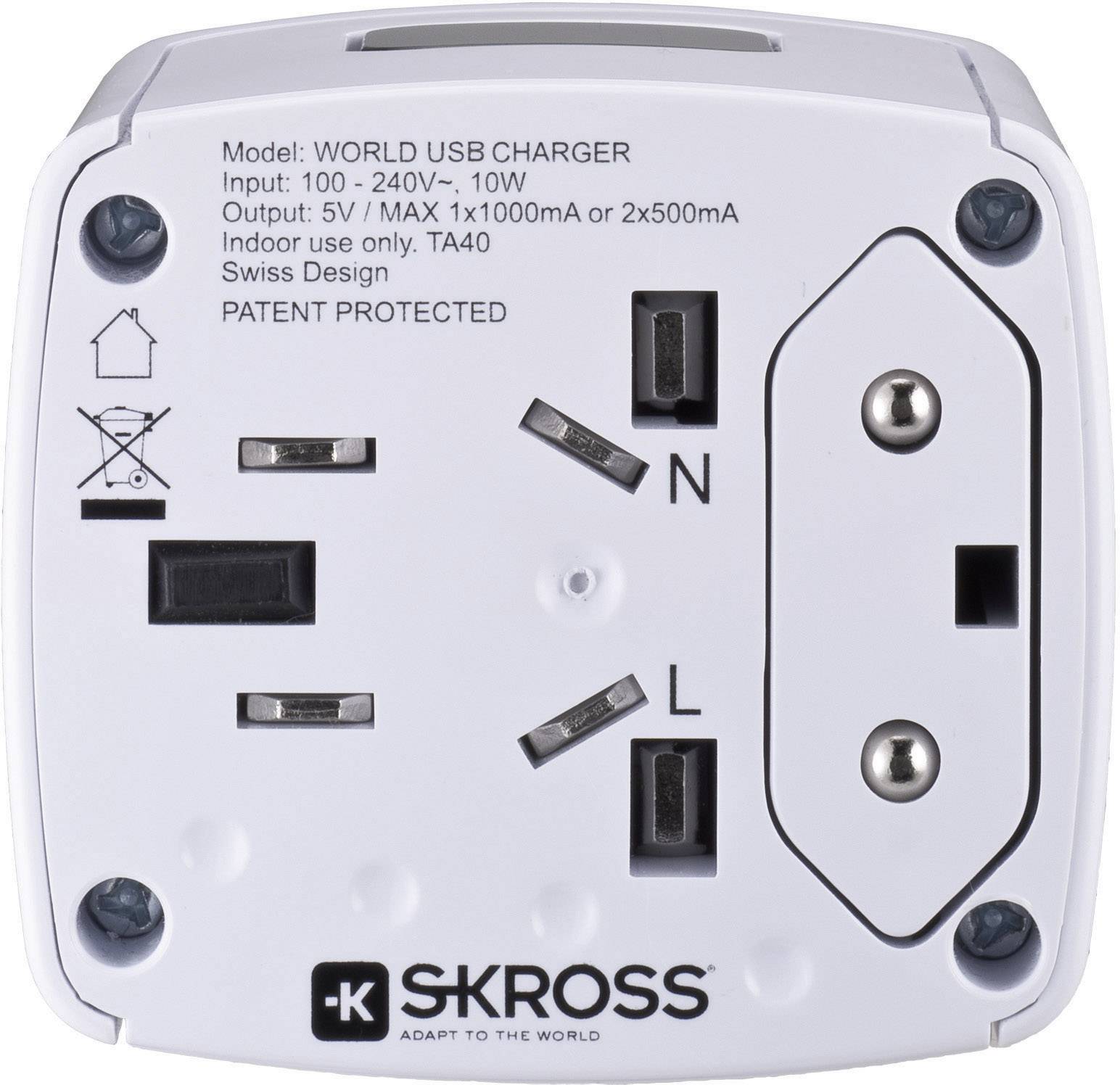 Skross World USB Charger Reiseladeadapter 12 W 2x USB-A Weiß mit Europa-Adapter, mit UK-Adapter, mit USA-Adapter, mit China-Adapter