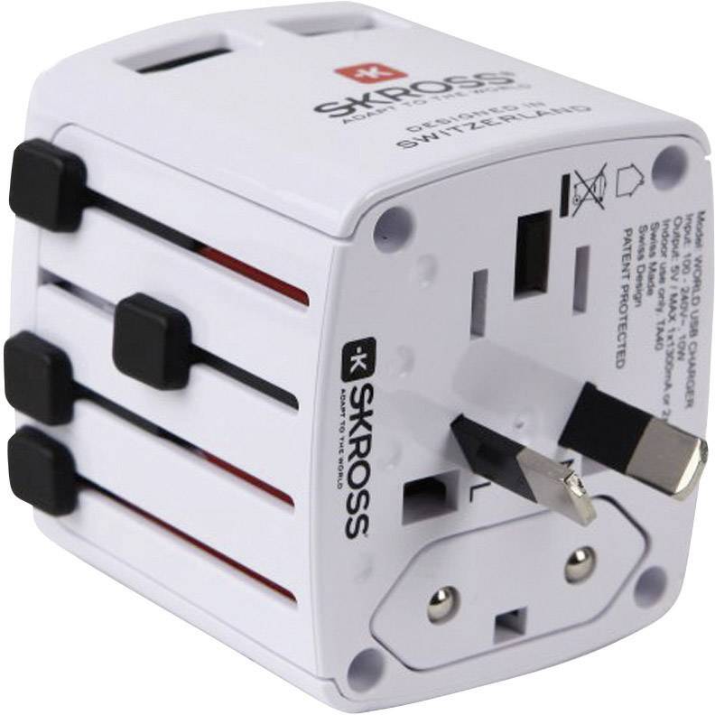 Skross World USB Charger Reiseladeadapter 12 W 2x USB-A Weiß mit Europa-Adapter, mit UK-Adapter, mit USA-Adapter, mit China-Adapter