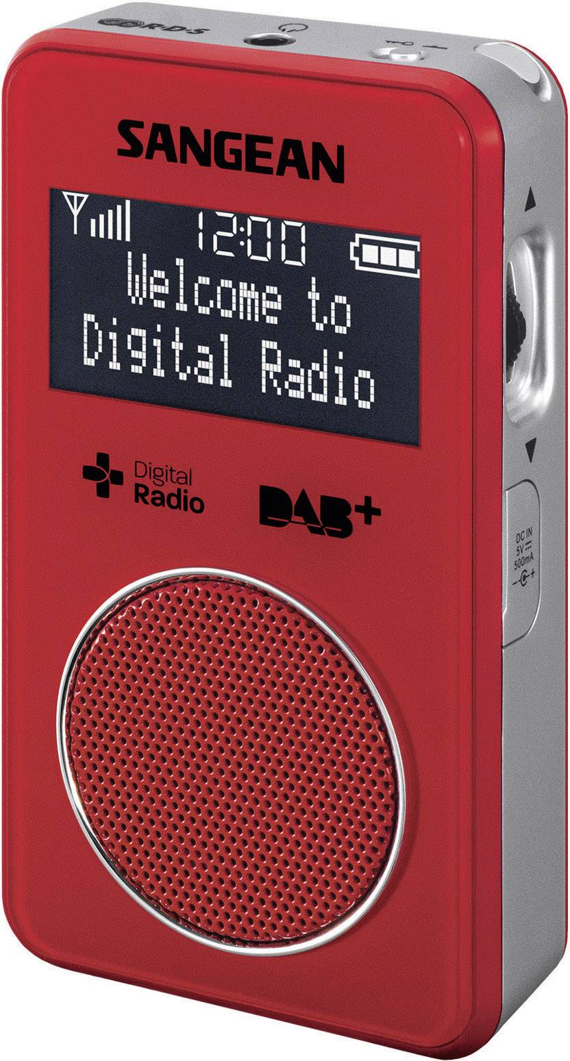 Sangean DPR-34+ Taschenradio DAB+, UKW wiederaufladbar Rot